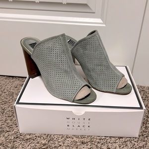 White House Black Market green suede mule size 10